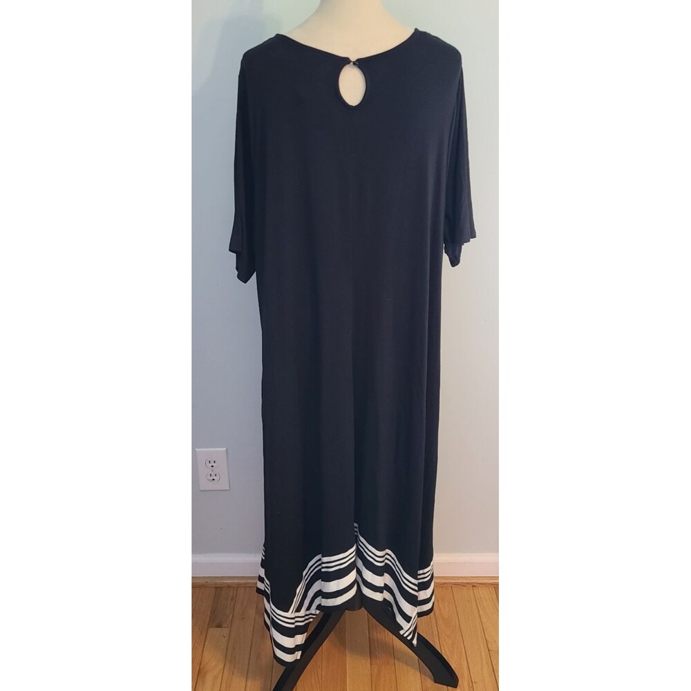 Catherines Womens 2X A-Line Hankerchief Hem Stoneywood Stripe Pockets Dress - Picture 2 of 13